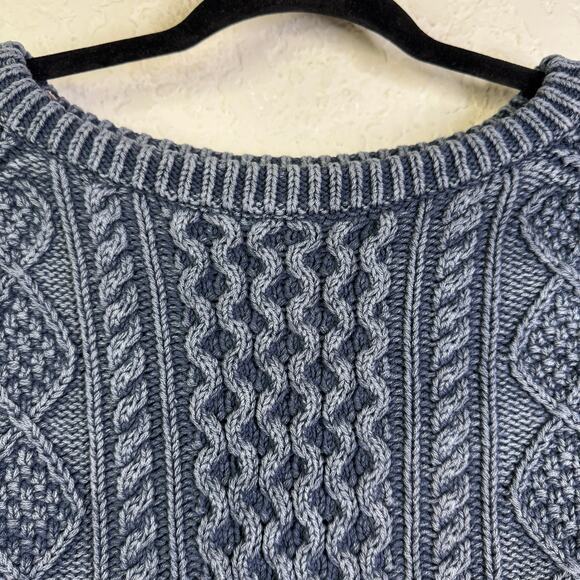 LL BEAN SIGNATURE Sweater Small Cable Knit Fisherman Tunic Oversized Side Zipper - Picture 4 of 14